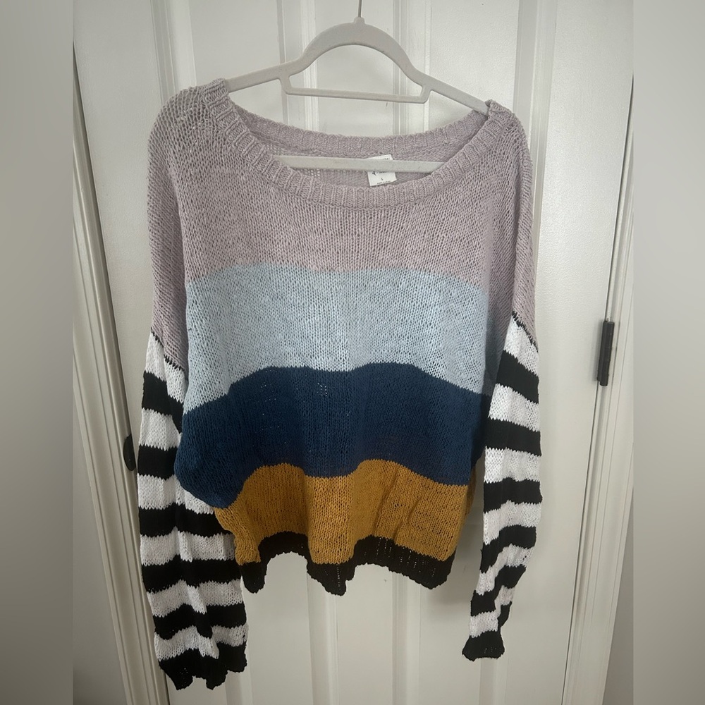 South Moon Under/By Together Brand Striped Sweater, Multicolor, Size L